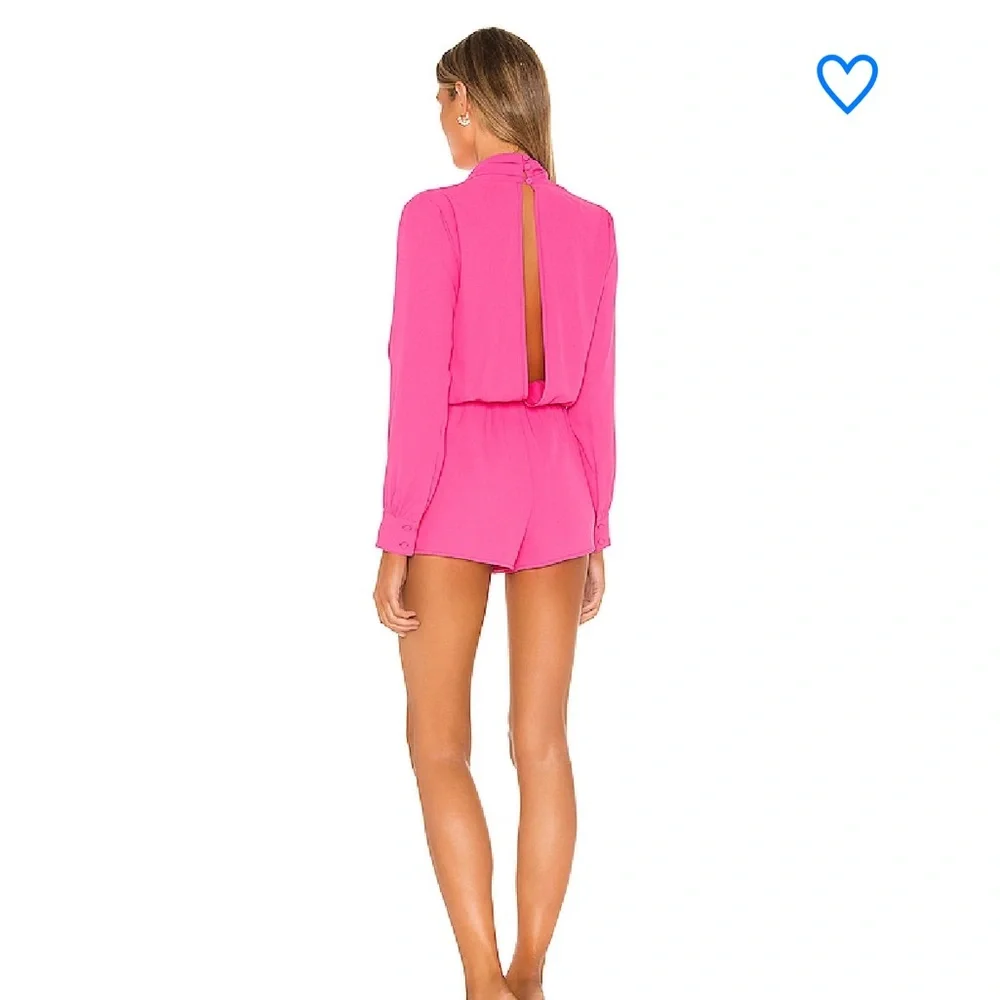 Superdown Vibrant Pink Kaycie drape neck romper S - Picture 2 of 9